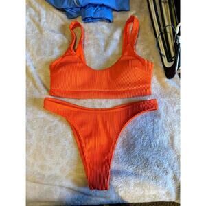 Hollister Ribbed Orange Bikini Set - Two-Piece Size M